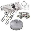 Summit Racing 03-0126 - Summit Racing® Intake Manifold, Carburetor, and Air Cleaner Pro Packs