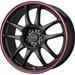 Drag Wheels 49268 - Drag Wheels DR-31 Flat Black Wheels with Red Stripe