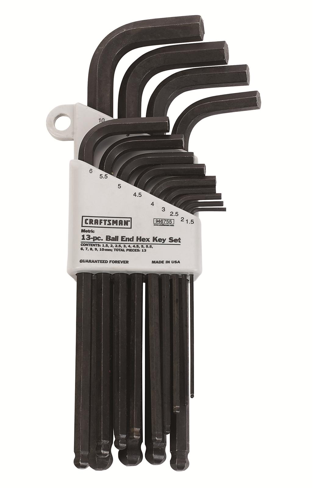 Craftsman 946755 Hex Keys Ball End Steel 1.510mm Metric Sizes Set of