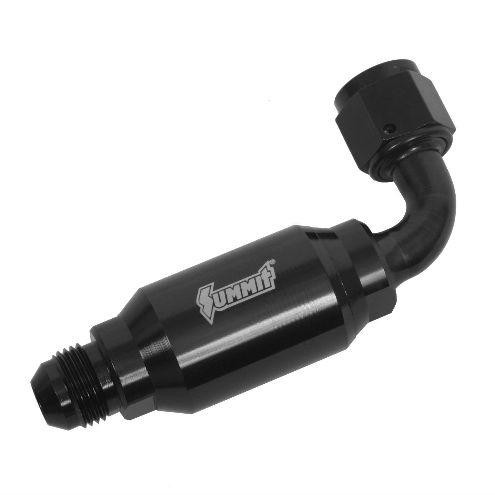 Summit Fuel Filter 90 Deg Aluminum Black 8 AN Male Inlet/8 AN Female