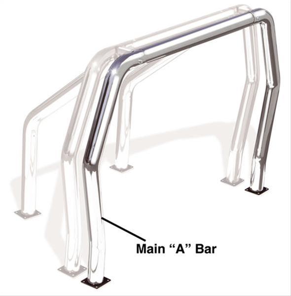Go Rhino Roll Bar Rhino Bed Bar Mild Steel Chrome Front Main ABar