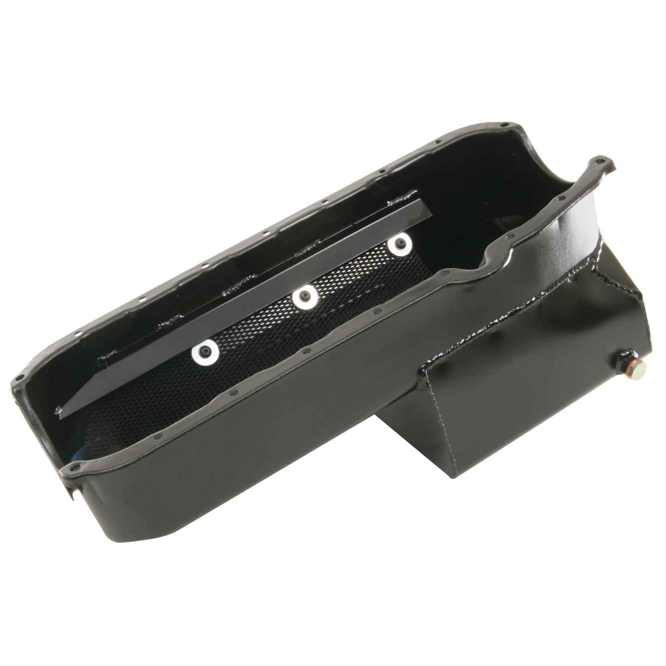 Summit Racing Oil Pan Steel Black Zinc 6 qt. Chevy Small Block Each