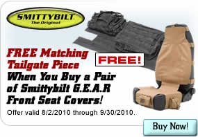 Free Matching Tailgate Piece When You Buy a Pair of Smittybilt G.E.A.R. Front Seat Covers