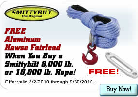 Free Aluminum Hawse Fairlead When You Buy a Smittybilt 8,000 lb. or 10,000 lb. Rope