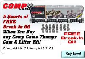 5 Quarts of FREE Break-in Oil When You Buy any Comp Cams Thumpr Cam and Lifter Kit