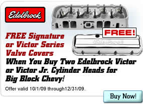 FREE Valve Covers When You Buy Two Edelbrock Victor or Victor Jr. Cylinder Heads for Big Block Chevy