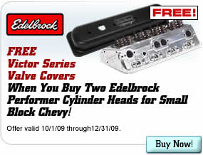 FREE Victor Series Valve Covers When You Buy Two Edelbrock Performer Cylinder Heads for Small Block Chevy