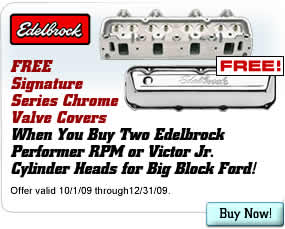FREE Chrome Valve Covers When You Buy Two Edelbrock Performer RPM or Victor Jr. Cylinder Heads for Big Block Ford
