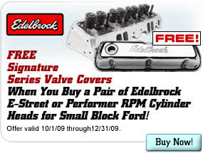 FREE Valve Covers When You Buy a Pair of Edelbrock E-Street or Performer RPM Cylinder Heads for Small Block Ford
