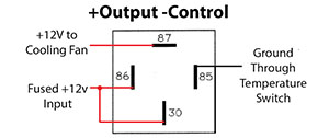 An example of a relay used to control a cooling fan.