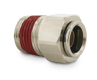 Air Lift Push to Connect Fittings 21839 Fitting, Easy Street Management, Straight, Brass, Nickel Plated, 1/4 in. Compression, 1/8 in. NPT Male