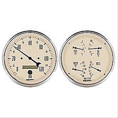Autometer 5 inch Antique Beige 2 Piece Gauge Kit - Quad & Speedometer thumbnail 7