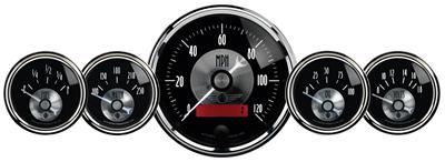 AutoMeter Gauge Kit 5 Pc 3-3/8in. & 2-1/16in. Elec Speedo W/Lcd Odo Prestige Blk. Diamond