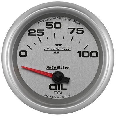 Autometer Ultra-Lite II 2 5/8in 0-100 PSI Short Sweep Electronic Oil Pressure Gauge thumbnail 2