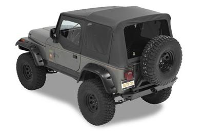 Bestop Supertop Squareback Soft Tops for 1988-1995 WRANGLER - 5460115 Top, Squareback, Polymer Cloth, Black Denim, Tinted Windows, Jeep, 2-door, Each