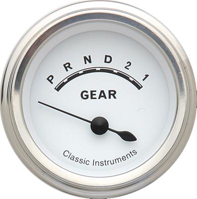 Classic Instruments Gear Selector Gauges CW07SLC Gauge, Selector, Round, Dash Mount, 2 1/8 in., White Face, Polished Bezel, without Overdrive, Each
