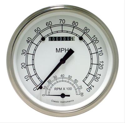 Classic Instruments White Series Gauge Sets CW50SLF Gauges, White, Speedometer, Tachometer, Face, Polished Bezel, Kit