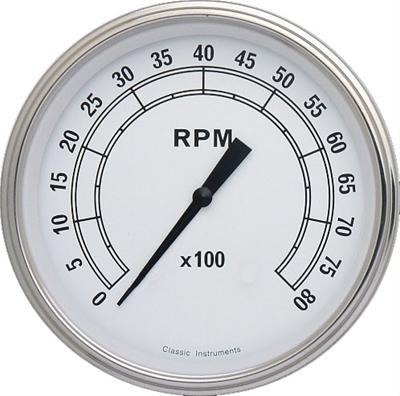 Classic Instruments White Series Tachometers CW71SLC Gauge, Series, Tachometer, 0-8,000 rpm, 5 in., Face, Analog, Electrical, Each