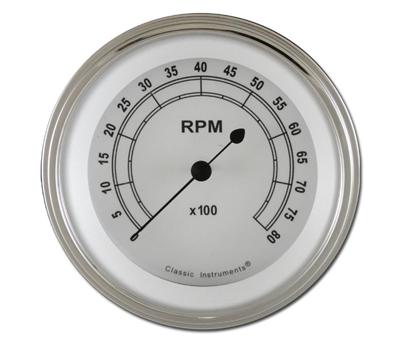 Classic Instruments White Series Tachometers CW80SLC Gauge, Series, Tachometer, 0-8,000 rpm, 3 3/8 in., Face, Analog, Electrical, Each