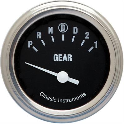 Classic Instruments Gear Selector Gauges HR06SLF Gauge, Selector, Round, Dash Mount, 2 1/8 in., Black Face, Polished Bezel, Overdrive, Each