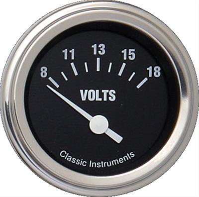 Classic Instruments Hot Rod Series Gauges HR30SLC Gauge, Series, Voltmeter, 8-18 V, 2 1/8 in., Black Face, Analog, Electrical, Each