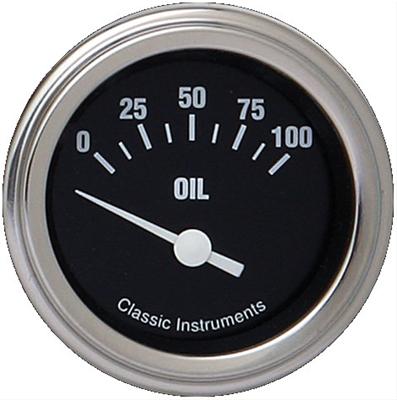Classic Instruments Hot Rod Series Gauges HR81SLC Gauge, Series, Oil Pressure, 0-100 psi, 2 1/8 in., Black Face, Analog, Electrical, Each