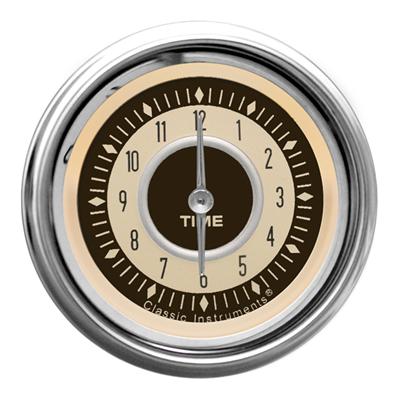 Classic Instruments Nostalgia VT Series Gauges NT90SHC Gauge, VT, Clock, 12 hours, 2 1/8 in., Beige Face, Analog, Electrical, Each