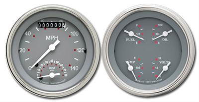 Classic Instruments SG Series Gauge Sets SG32SLF Gauges, SG, Speedometer, Tach, Water Temperature, Fuel Level, 3 3/8 in., Gray Face, Analog, Electronic, Set