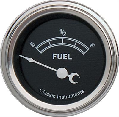 Classic Instruments Traditional Series Gauges TR09SLC Gauge, Series, Analog, Fuel Level, Empty-Full, 2 1/8 in. Diameter, Black Face, Electrical, Each
