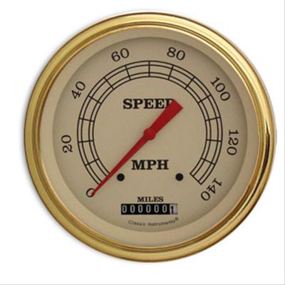 Classic Instruments Vintage Series Speedometers VT56GLF Speedometer, Series, 5 in. Diameter, 0-140 mph, Analog, Electrical, Flat Face, Each
