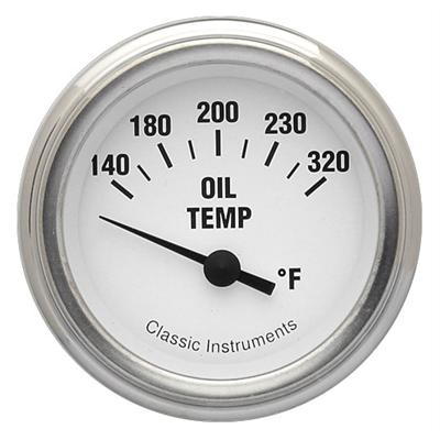 Classic Instruments White Hot Series Gauges WH28SLC Gauge, Series, Oil Temperature, 140-320 degrees F, 2 1/8 in., Face, Analog, Electrical, Each