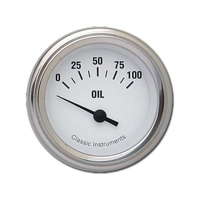Classic Instruments White Hot Series Gauges WH81SLC Gauge, Series, Oil Pressure, 0-100 psi, 2 1/8 in., Face, Analog, Electrical, Each