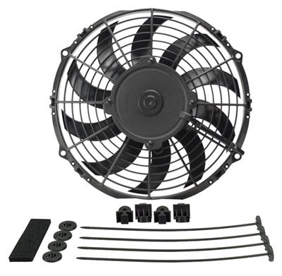 10 Inch 802 CFM Derale High-Output Curved Blade Fan 16110 Fan, Electric, Single, cfm., 11.125 in. Height, 10.563 in. Width, Puller, Each