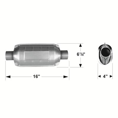 Flowmaster Universal Catalytic Converters 2250225 Converter, Universal, Ceramic, Stainless Steel, 2.5 in. Inlet/Outlet, 16.0 in. Length, Each thumbnail 4