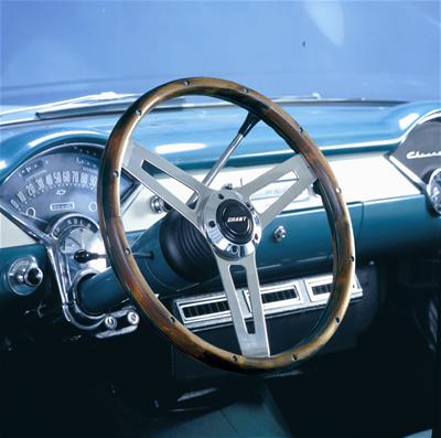 Grant Classic 5 Steering Wheels 992 Wheel, 5, Steel, Chrome, 3-Spoke, Wood Walnut Grip, 15.0 in. Diameter, 5-Bolt Mount, Each thumbnail 2