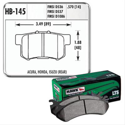 Hawk Performance LTS Brake Pads HB145Y.570 Pads, Ferro-Carbon, LTS, Rear, for use on Acura®, Honda®, Isuzu, Passenger Car, Van, Set