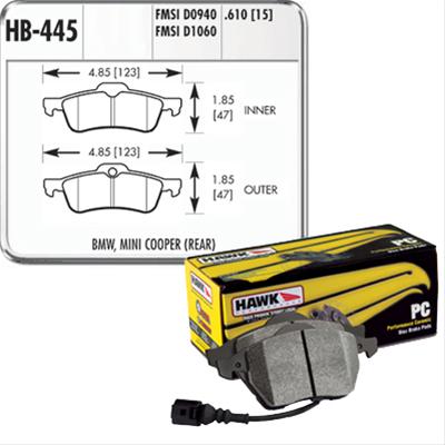 Hawk Performance Ceramic Brake Pads HB445Z.610 Pads, Ceramic, Ceramic, Rear, Mini, Set thumbnail 2