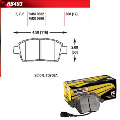 Hawk Performance Ceramic Brake Pads HB493Z.650 Pads, Ceramic, Scion, Toyota, Set thumbnail 2