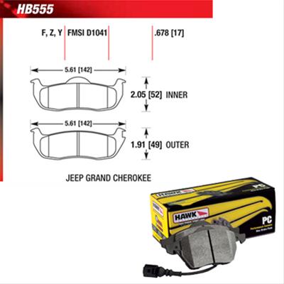 Hawk Performance Ceramic Brake Pads HB555Z.678 Pads, Ceramic, Set thumbnail 2