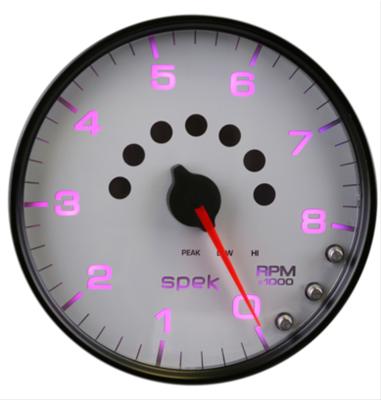 Autometer Spek-Pro Gauge Tachometer 5in 8K Rpm W/Shift Light & Peak Mem White/Black thumbnail 2