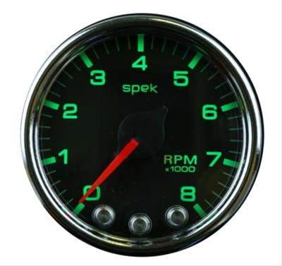 Autometer Spek-Pro Gauge Tach 2 1/16in 8K Rpm W/ Shift Light & Peak Mem Blk/Chrm