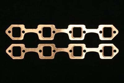 SCE Pro Copper Embossed Exhaust Gaskets 4036 Gaskets, Header, Copper, Rectangular Stock Style Port, 1.470 in. x 1.200 in., 0.043 in. Thick, Ford, Small Block Windsor, Pair thumbnail 2