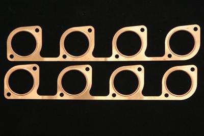 SCE Pro Copper Embossed Exhaust Gaskets 4176 Header and Manifold Gaskets, Embossed, Round Port, for 500 c.i.d. Chevrolet DRCE 2, 3 Applications, V8, Pair