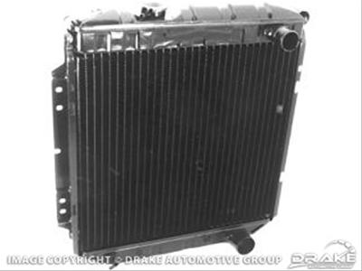 Scott Drake Replacement Radiators for 1967-1969 COUGAR, MUSTANG - 340-4 Radiator, Exact Fit, Copper, Brass, Black, Ford, 289, 302, 351W, without A/C, Each