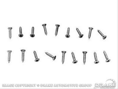 Scott Drake Door Sill Fasteners 376290-SK Fasteners, Phillips Head, Steel, Chrome, Ford, Set of 18