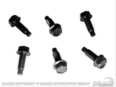 Scott Drake Door Hinge Fasteners 379043-SMK Bolts, Hex, Steel, Black, Ford, Set of 6