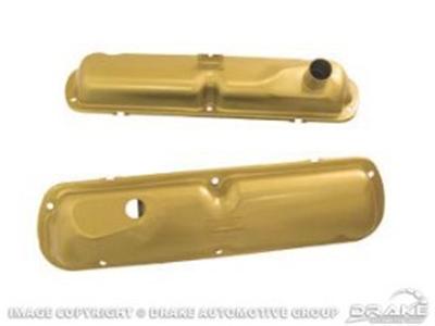 Scott Drake Original-Style Valve Covers C5ZZ-6A582-G Covers, Original-Style, Stock Height, Steel, Gold Painted, Baffled, Ford, Small Block Windsor, Pair
