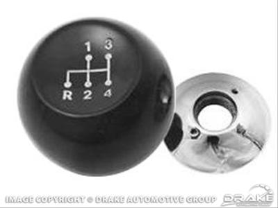 Scott Drake Original Manual Shift Knobs C5ZZ-7213-A Transmission Knob, Manual, 4-speed, Round, Plastic, Black, Ford, Each