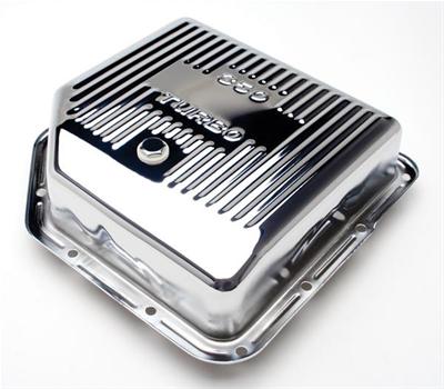 Trans-Dapt Performance Transmission Pans 9198 Pan, Deep, Steel, Chrome, Finned, GM, TH350, Extension Not Included, Each