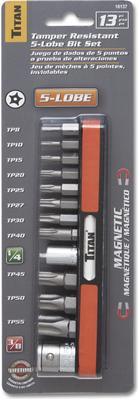 Titan Tools 16137 Titan 13-Piece Tamper-Proof Torx Bit Sets